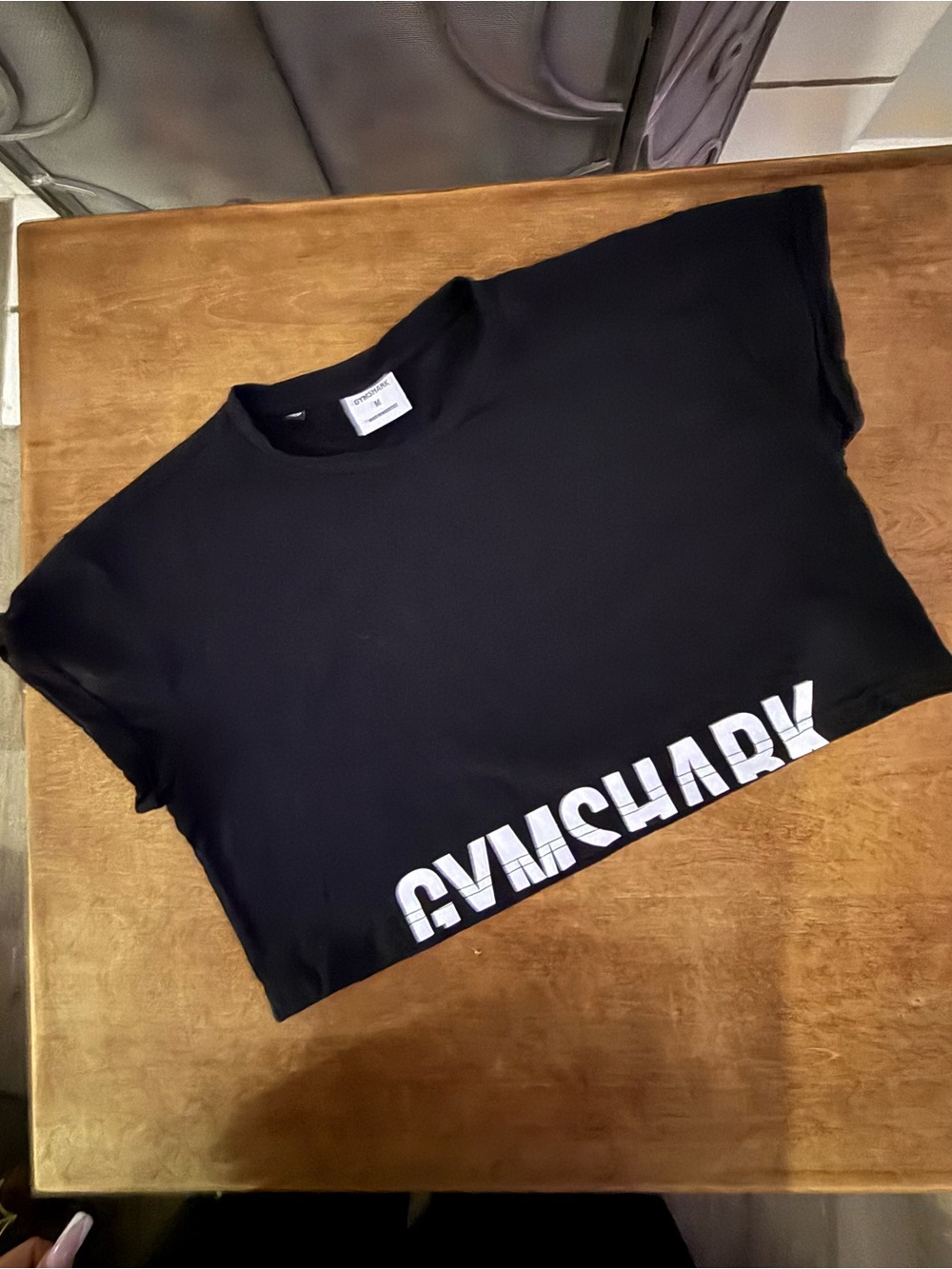 Gymshark Black Crop Top with White Logo
